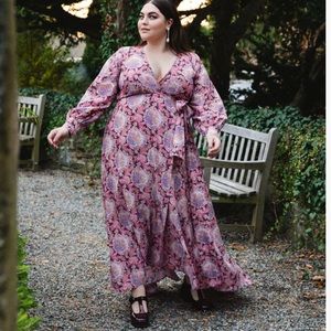 Baacal Maxey Green wildflower wrap dress